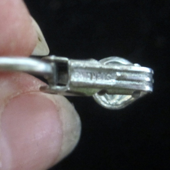 Vntg SIMPLE PEARL Swingclip STERLING Earrings - Picture 3 of 3